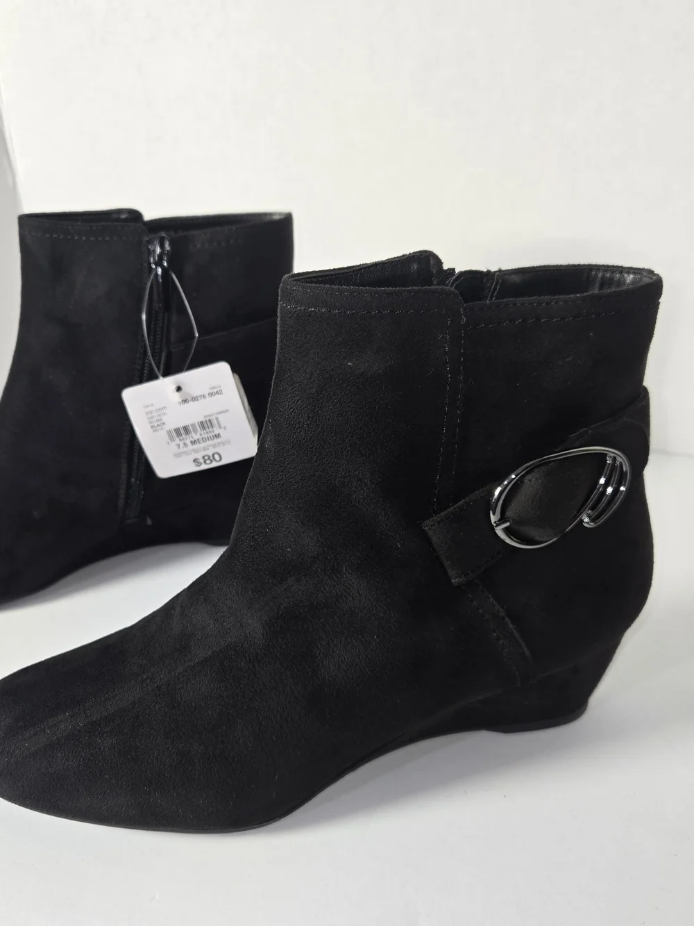 East 5th Memory Foam Black Women's Suede Ankle Boots with Side Zip Size 7.5